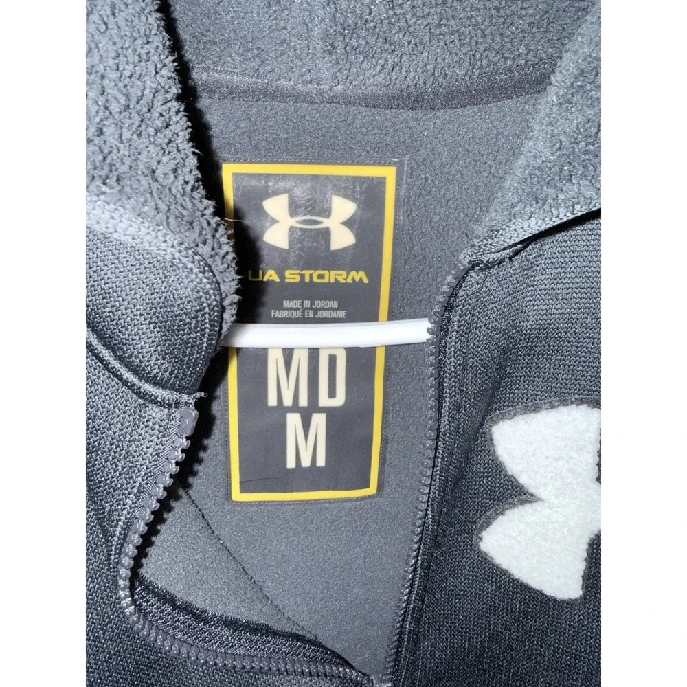 Under Armour Full Zip‎ Hoodie Black Logo Men's Size M Athletic Jacket